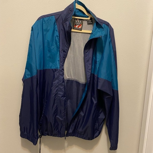 USA Olympic jacket in blue and teal green. embroidered on the left chest. Sz L - Picture 9 of 12